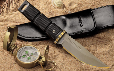 Нож турист., 230/120 мм., бета-титановый (золотой)